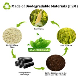 Trash Bags with Handle, Biodegradable Bin Liners Bags 100 pcs, 4 Gallon Biodegradable Trash Bags Compostable Bags Rubbish Bags Waste Bags, Tough, Compost Bags for Garden, Office, Home