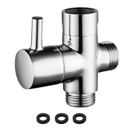 3-Way Shower Arm Diverter Valve Shower Arm Diverter Valve Silver Black Brushed Nickel Shower Diverter G 1/2 Inch Brass Shower Arm Diverter Valve (Silver)