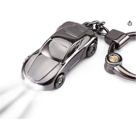 SOMGEM Creative Key Chain Car Keychain Flashlight with 2 Modes LED Lights 2 in 1 Accessories Ring for Office Backpack Purse Charm,Great Gift for Men or Women - Color: Bule