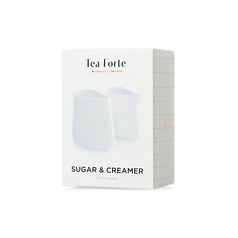 Tea Forte 2 Piece Mini Fine Porcelain White Sugar Dispenser
