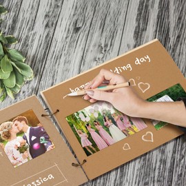 TAROME Wooden Wedding Guestbook Mr & Mrs Message Rustic Registry Guestbook Sign in Wedding Registry Guestbook for Wedding Reception Engagement Anniversary Birthday Keepsake Gift