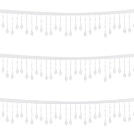 GORGECRAFT 2 Yards Bead Tassel Ribbon 6cm White Beaded Fringe Trim Irregular Crystal Edging trimming Applique Fringe with Hanging Resin Bead for DIY Sewing Crafts Curtain Clothing Home Decor