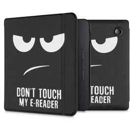 kwmobile Case Compatible with Kobo Libra H2O Case - eReader Cover - Don't Touch My E-Reader White/Black