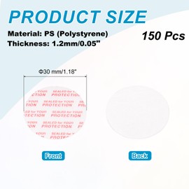 PATIKIL 30 mm Schaumstoff-Deckeleinlage, 150 Stück, selbstklebend, rund, PS, druckempfindliche Dichtungen, widerstandsfähiger Tamper für Kunststoff, Glas, Flaschenverschluss, Konserven, Fläschchen