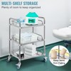 VEVOR Lab Rolling Cart, 3-Shelf Stainless Steel Rolling Cart, Lab