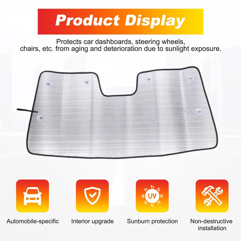 Foldable Windshield Sunshade with Suction Cup Compatible with Toyota Tacoma