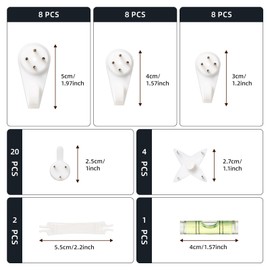 51pcs Non Trace Picture Hooks for Hard Walls,Picture Hanging Hooks,Wall Hanging Hooks,Picture Hangers,Plastic Picture Hooks for plasterboard Walls no Nails,Photo Hooks,Small Hard Wall Picture Hooks