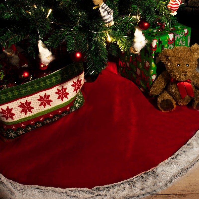 com-four® Premium Christmas Tree Skirt to Protect Against Pine Needles