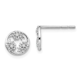 Real 925 Sterling Silver Diamond Flower Post Studs Earrings 8mm (.03 cttw.)