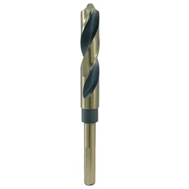 Bivethoi Reduced Shank Twist Drill Bits 15.5mm Black Nitride & Gold Titanium Coated High Speed Steel 4341 with 10mm Shank for Drilling Steel Plate