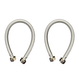 WINDON BAY 16-Inch Stainless Steel Faucet Connector 1/2in FIP X 1/2-inch FIP, Faucet Supply Line, 2-Pack