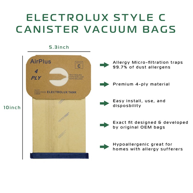 Vacuum Specialists Premium 4-Ply Filtration Vacuum Bags Compatible with Electrolux