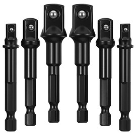 6PCS Impact Grade Socket Adapter Set, 1/4", 3/8", 1/2" Drive Drill Socket Adapter, Premium Cr-V Sockets Driver Adaptor, Hex Shank Driver Sockets Adapters for Cordless Drill, Screwdriver, Power Drills