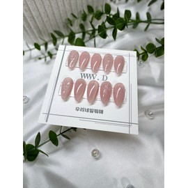 Nude cross, cross transparent magnet Daily handmade nail tip - long coffin / 누드 크로스, 십자가 투명 자석 데일리 수제 네일팁 - 롱 코핀