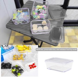 ECSiNG 4pcs Dollhouse Food Storage Box 1/6 1/12 Scale Dollhouse Bento Box Mini Fresh Box Dollhouse Ornament for DIY Making Plastic Transparent