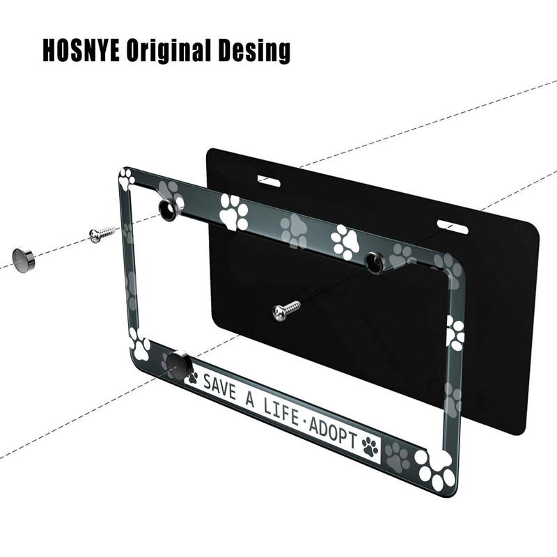 HOSNYE Save A Life Adopt License Plate Frame Blank Paw