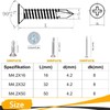 Pack of 150 Self Drilling Screws, M4.2 x 32 mm