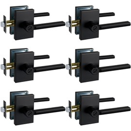 NEWBANG Long Plate Black Door Lever for Bedroom & Bathroom with Solid Handle,Privacy Door Lever in Matte Black,6P