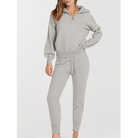 ANRABESS Women's Two Piece Outfits Sweater Sets Long Sleeve Zip Up Knit Pullover Jogger Pants Tracksuit 2024 Fall Lounge Sets Medium