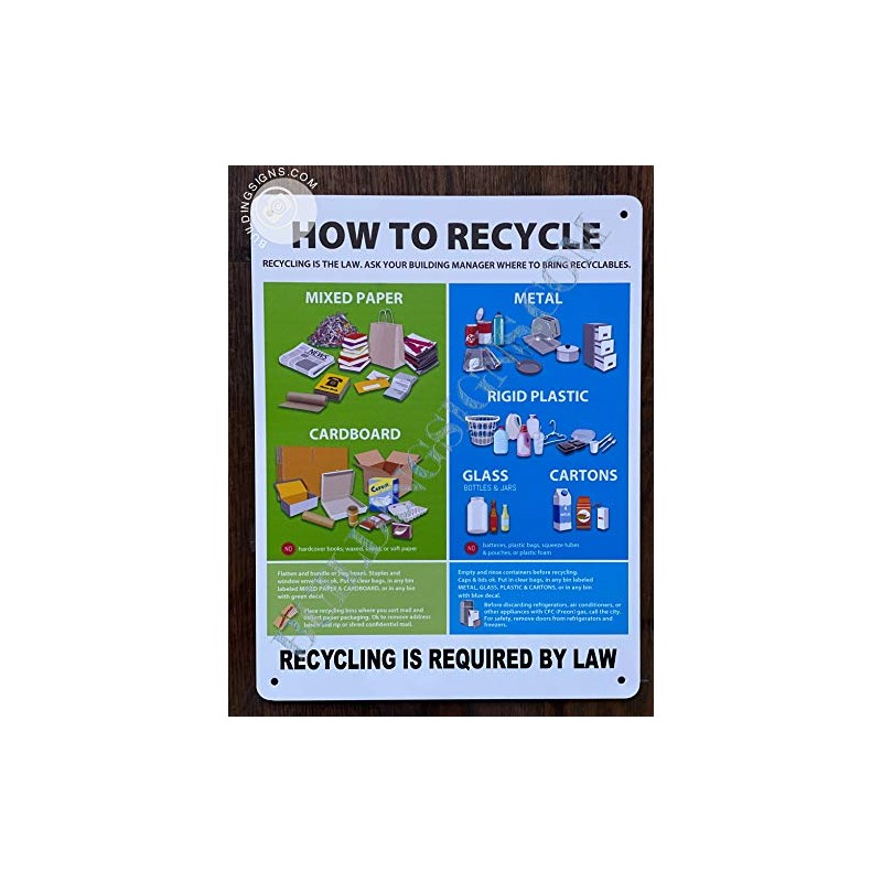 New York City Recycle Sign (White, Rust Free, Aluminium Sign,