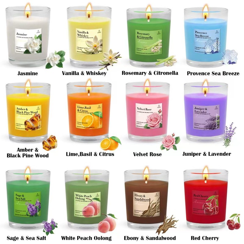 24 Pack Scented Votive Candles, Glass Soy Wax Candles for