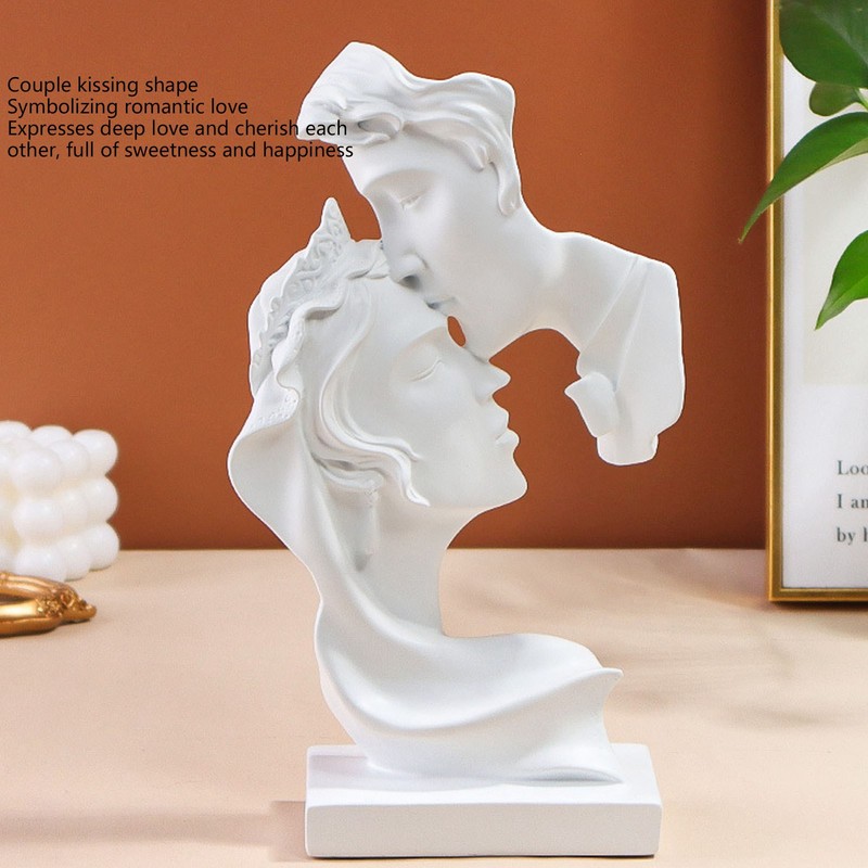 Kissing Lover Statues Resin Modern Romantic Ornament Figurine Couple Art