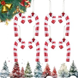 DAHI 12 x Candy Canes for Christmas Tree, Glittering Candy Canes for Hanging, Christmas Pendant (Red + White)