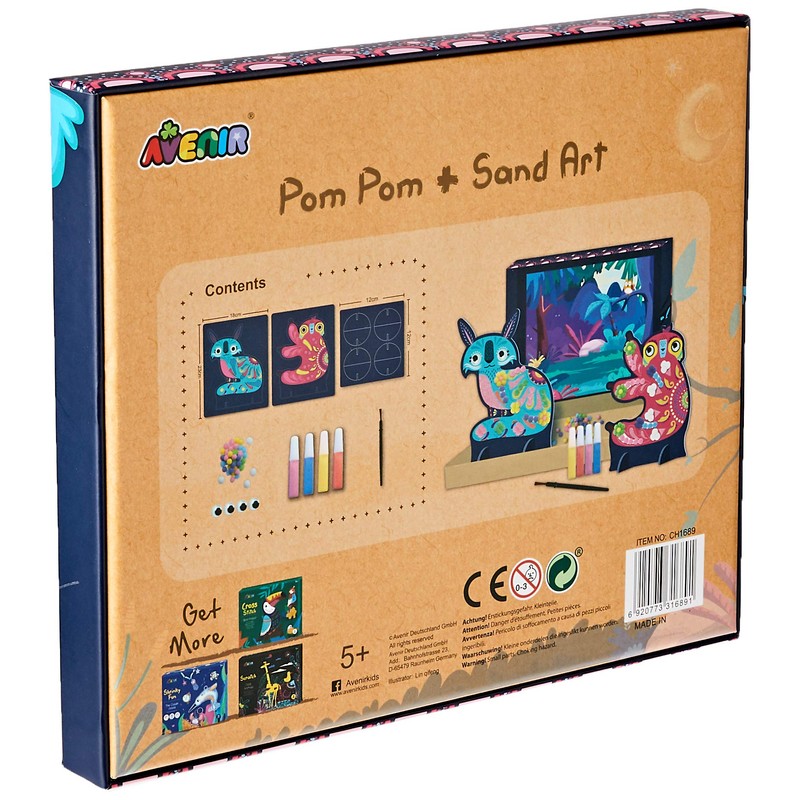 Avenir CH1689 Sand Pom Art Fox and Sloth, Mixed Colours