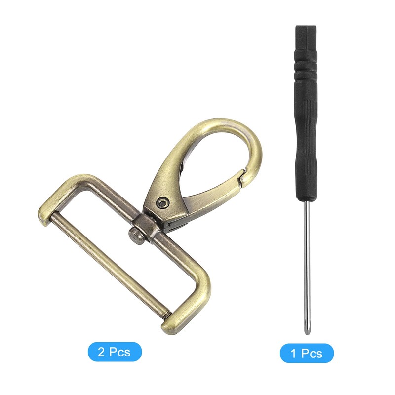 sourcing map 2Pcs Swivel Clasps Hook, 38mm(1-1/2 Inch) D Ring