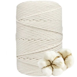 DXRPO Macrame Yarn 4 mm x 120 m, Cotton Yarn Macrame Cord for DIY Macrame Wall Hanging, Macrame Hanging Basket, Christmas Decoration, Gifts for Good Friends, Plant Hanger Boho Decoration, Beige