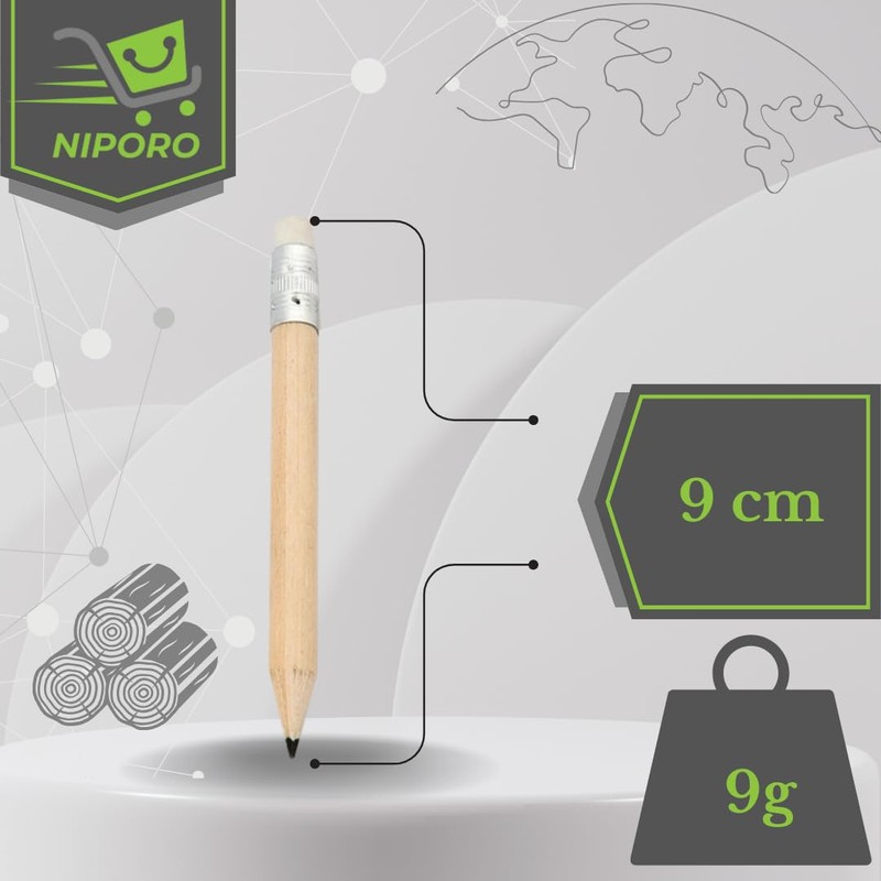 NIPORO 200 Mini Pencils Short Half Pencils with Eraser Golf