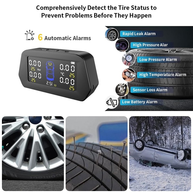 EGGPOD Smart TPMS 2023 Upgrade116PSI/8Bar Solar Tire Pressure Monitoring System
