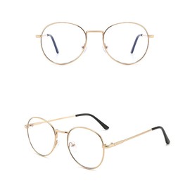 LIPIODOL Round Glasses Metal Frame Retro Fashion Blue Light Blocking Glasses, gold