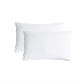 Wake In Cloud - Pair of Standard Pillowcases, 1000TC Ultra Soft Microfiber Pillow Covers, White, Standard Size 48x74 cm