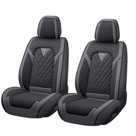 KSJH Car Seat Cover for Toyota Tacoma 2000-2025,Premium Nappa Leather Breathable Waterproof Sports Seat Cover,Easy to Install Automotive Seat Covers Front Pair（Gray & Black）