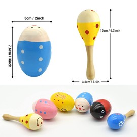 Easter Eggs Musical Toy, Music Easter Eggs Made of Wood, Wooden Egg Shaker, Maracas Egg Shakers, for Easter Basket Stuffers Decoration and Early Education Toddler Toy Easter Gifts (6 Pieces)