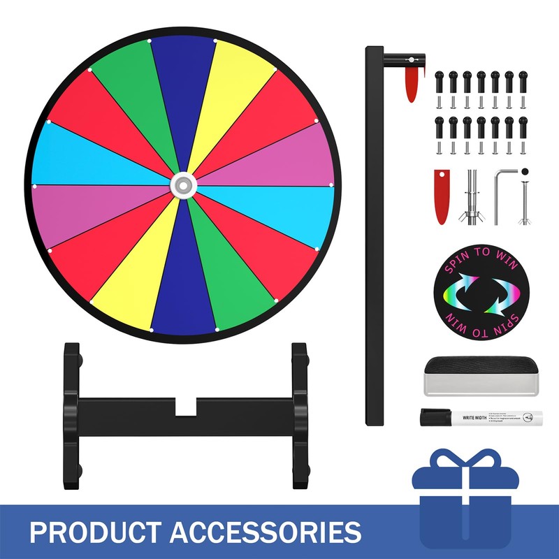 Facilife 18 Inch Prize Wheel Spinner with Stand, 14 Slots
