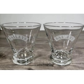 Baileys TWO Baileys Flared Drink Glasses Irish Cream Lowball Cocktail Cups