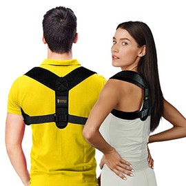 Corrector de Postura para Hombres y Mujeres, Faja Soporte de Espalda para corregir la posición de cuello y hombros, Alivio de dolor cervical, dorsal y lumbar, Negro