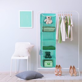 Simple Houseware Hanging Closet Organizers Storage, 6 Shelves, Turquoise
