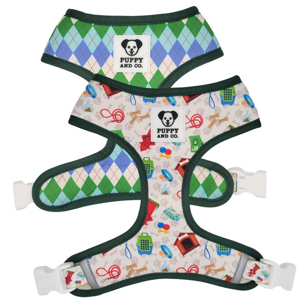 Cute Dog Harness, Reversible, No Pull Pet Vest with Leash