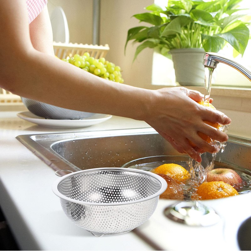 Stainless Steel Draining Basket Creative Fruit Vegetable Washing Colander No