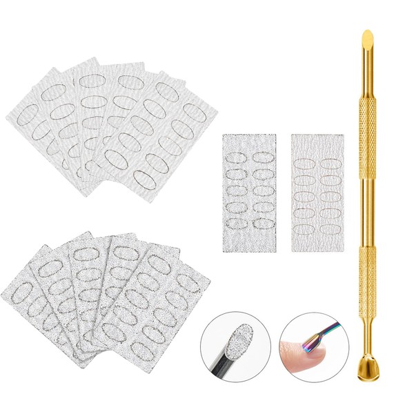 Dual Ended Nail Cuticle Pusher with 100pcs 180/240 Self-adhesive Grit