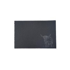 CGB Giftware | Rectangular Slate Serving Board | Featuring A Gorgeous Illustrated Highland Cow | Gift Boxed | Serveware | The Highlands | GB07554