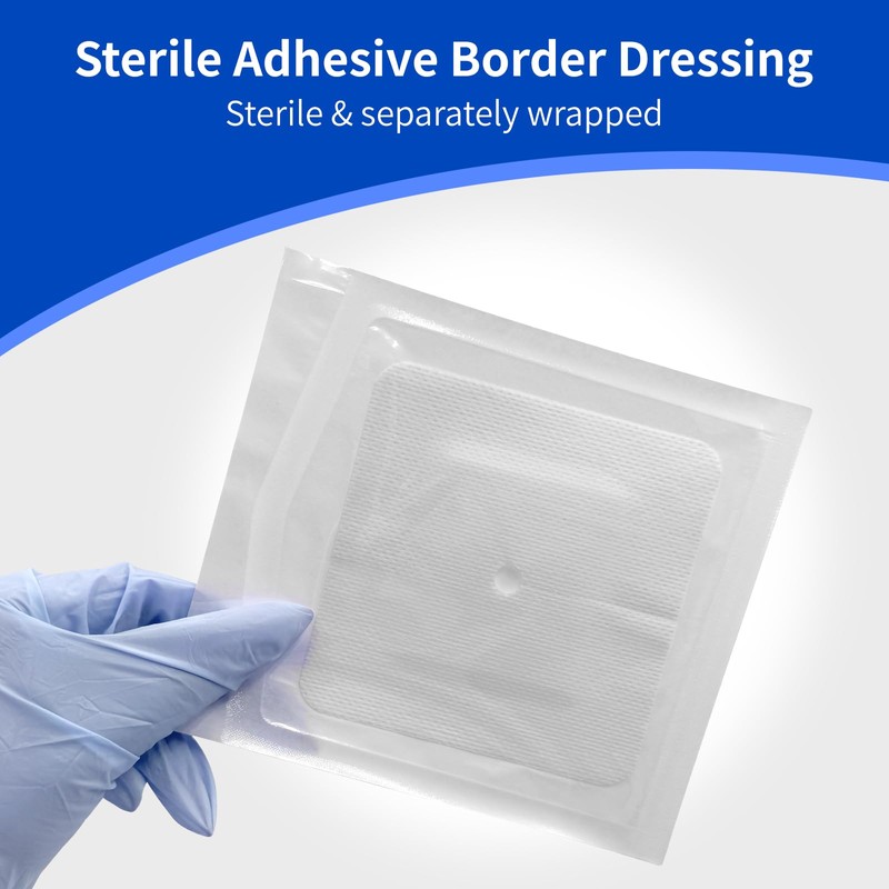 20 Pack, 4" x 4" Sterile Adhesive Border Dressing with