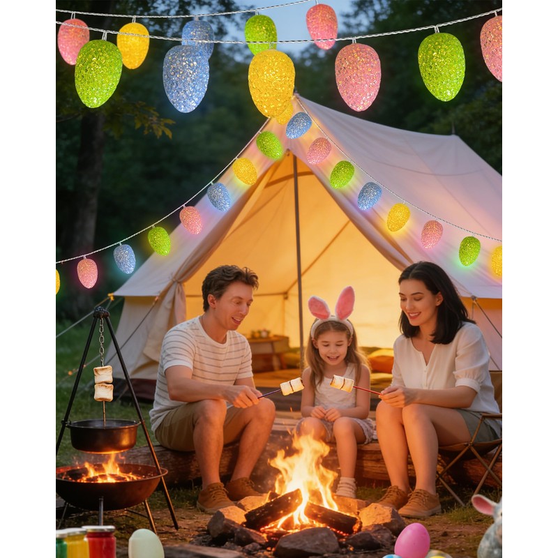Easter Egg Lights String 6.8FT 10 LED Pastel Egg Light