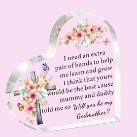 SDOFY Will You Be My Godmother Acrylic Plaque Godmother Gifts Godmother Asking Gifts from Goddaughter Godson Godmother Gift Birthday Christmas Presents