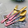 Lekoton 20 Piece Gold and Pink 18/0 Flatware Utensil Set