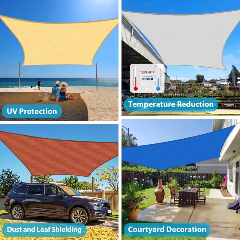 Amagenix Sun Shade Sail 16'X20' Curved Edge Outdoor Shade Canopy