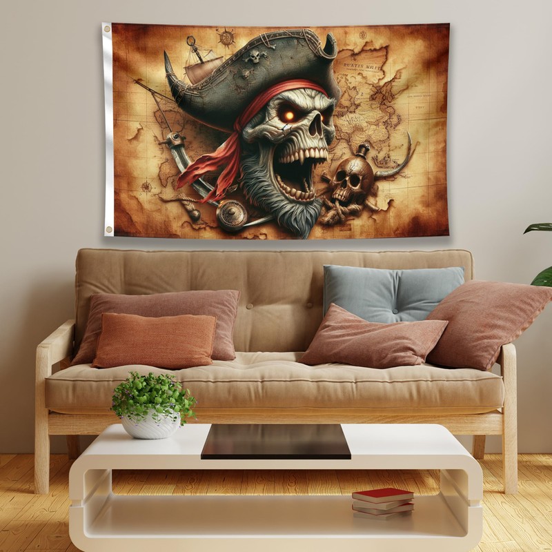 Pirate Flag 90 x 150 cm with Eyelets - Large